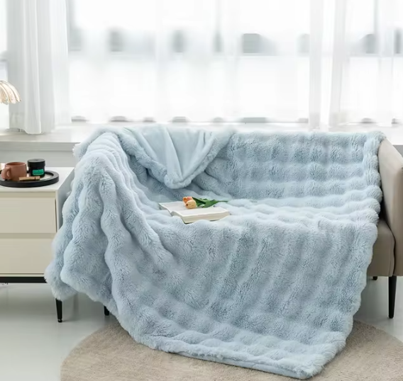 WarmNest™ Luxe Bubbeltextuur Fleece Deken