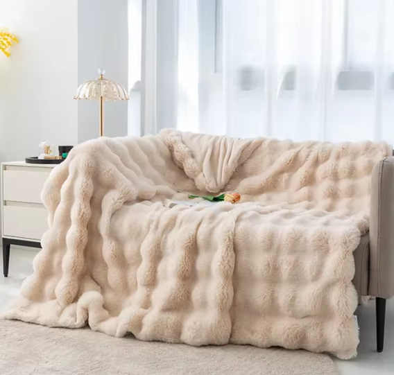 WarmNest™ Luxe Bubbeltextuur Fleece Deken