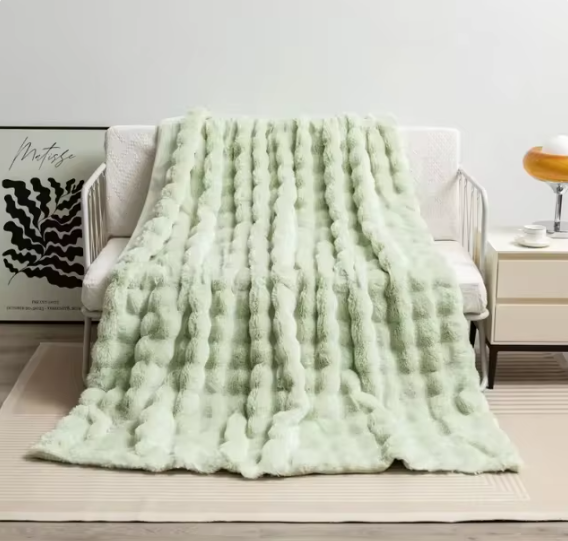 WarmNest™ Luxe Bubbeltextuur Fleece Deken